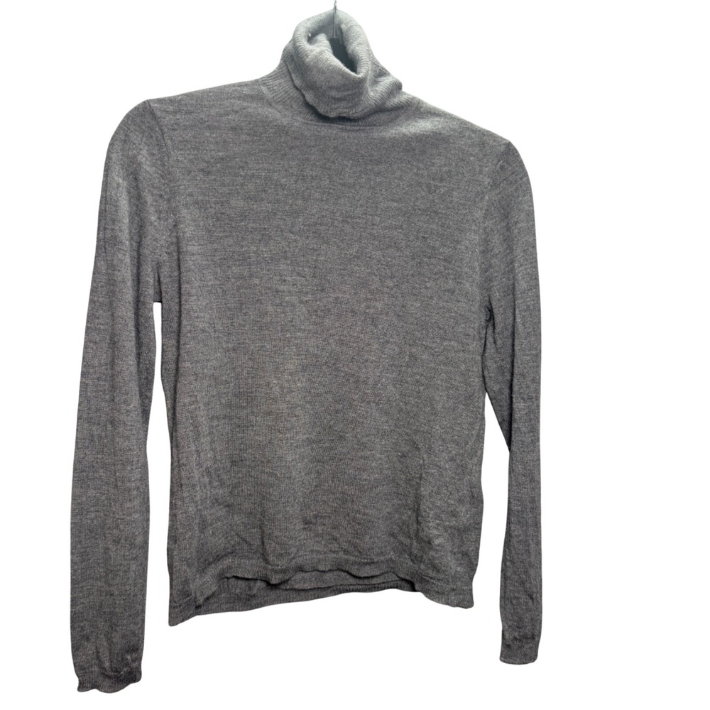 Pendleton Turtleneck Sweater Women L Gray Merino Wool Office Preppy Capsule Chic